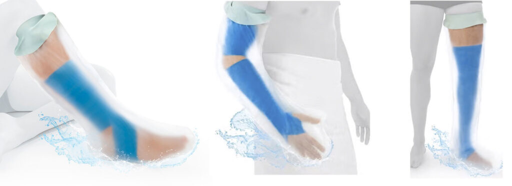protezione impermeabile gesso per gamba e braccio